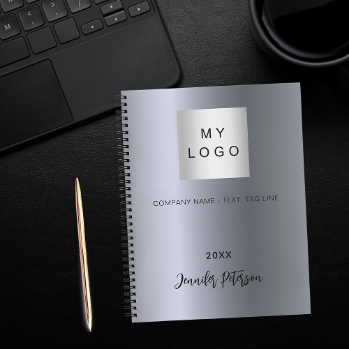 Silver business logo name notebook