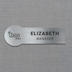 Silver Business Logo Name Tag