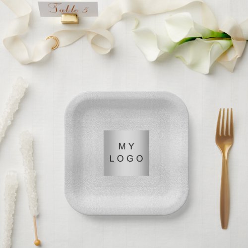 Silver business logo napkins paper plates