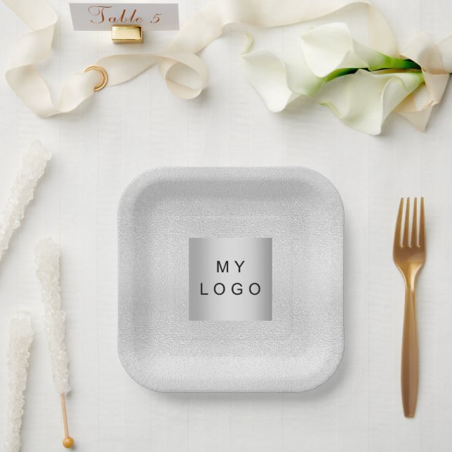 Silver business logo napkins paper plates (Wedding)