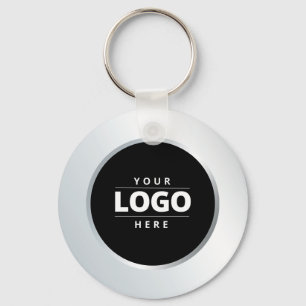 Silver Business Logo QR Code Employee Keychain