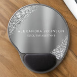 Silver Business Professional Sparkle Glitter Gel Mouse Pad<br><div class="desc">Silver Glitter Faux Sparkle Glitter Metallic Foil Minimalist Business Mousepad (Mouse Pad) with black lettered typography for the monogram. The Girly Business design can be customized with your name. Please contact the designer for customized matching items.</div>