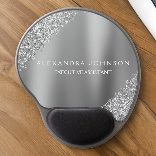 Silver Business Professional Sparkle Glitter Gel Mouse Pad