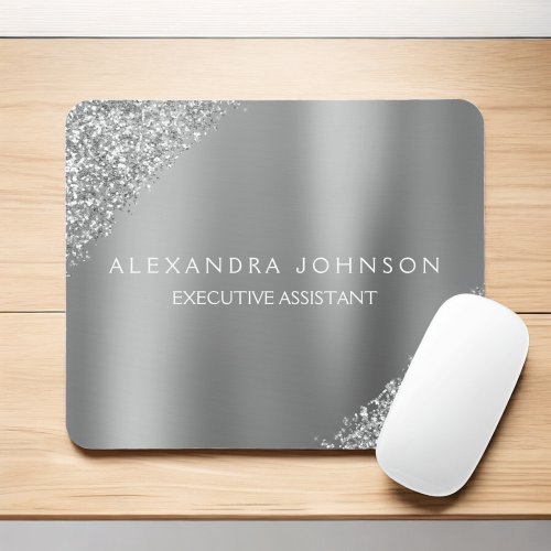 Silver Business Professional Sparkle Glitter Mouse Pad