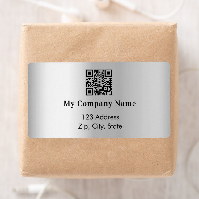 Silver business qr code return address label (Insitu)