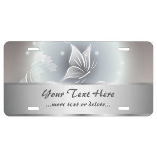 Silver Butterfly Animal Personalize License Plate