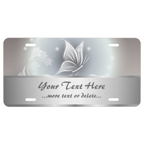 Silver Butterfly Animal Personalize License Plate