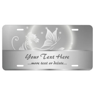 Silver Butterfly Fantasy Personalize License Plate