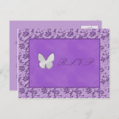 Silver Butterfly on Purple R.S.V.P. Postcard (Front/Back)