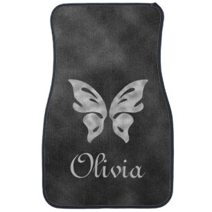Silver Butterfly & Velvet Personalized Floor Mats