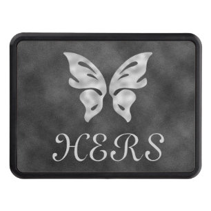 Silver Butterfly & Velvet Personalized Hitch Cover