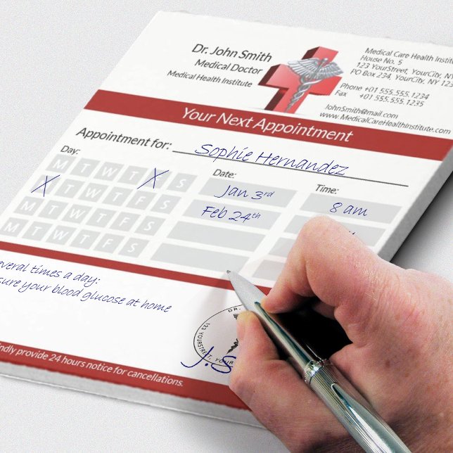Silver Caduceus Cross Red Medical Appointment Notepad (Creator Uploaded)