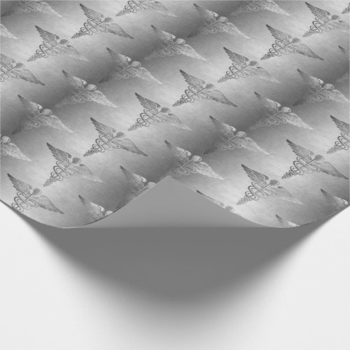 Silver Caduceus Doctor Medical Symbol Pattern Wrapping Paper