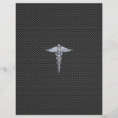 Silver Caduceus Medical Symbol Carbon Fiber Style (Front)