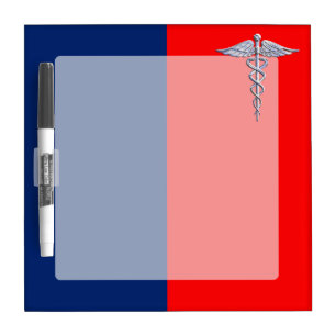 Silver Caduceus Medical Symbol League Dry-Erase Board