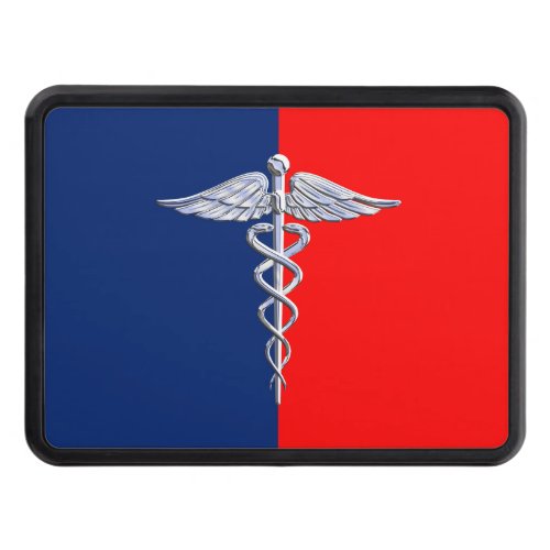 Silver Caduceus Medical Symbol League Hitch Cover