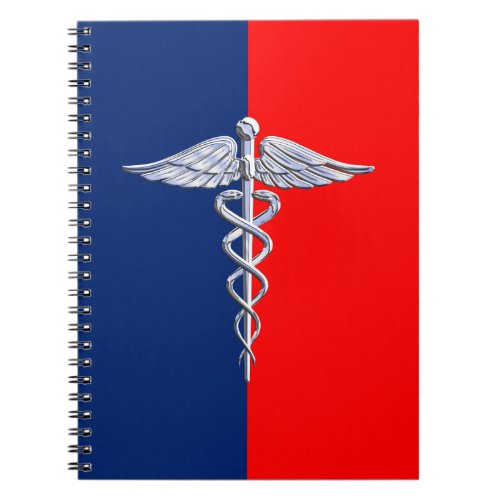 Silver Caduceus Medical Symbol League Notebook