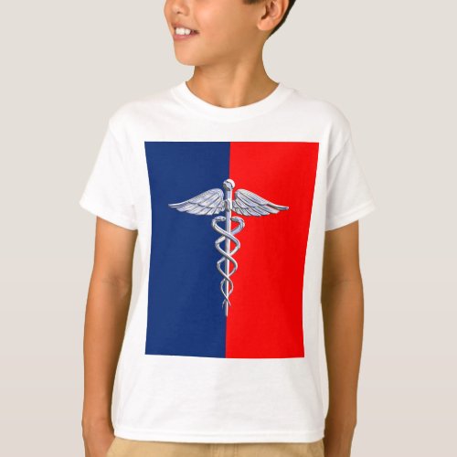 Silver Caduceus Medical Symbol League T_Shirt