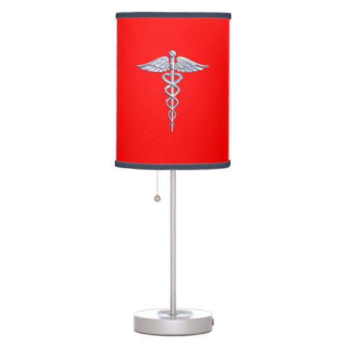 Silver Caduceus Medical Symbol League Table Lamp