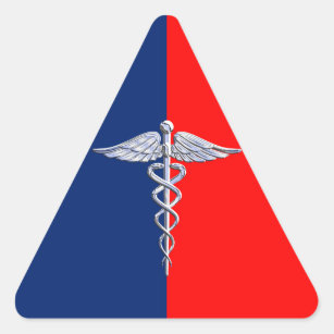 Silver Caduceus Medical Symbol League Triangle Sticker