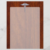 Silver Caduceus Medical Symbol Mahogany Decor (Front)