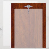 Silver Caduceus Medical Symbol Mahogany Decor (Front/Back)