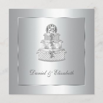 Silver Cake 25th Wedding Anniversary Party Invitation by decembermorning at Zazzle