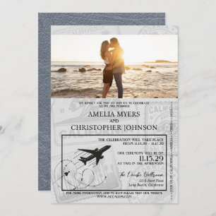 Silver California Passport Wedding Invitation