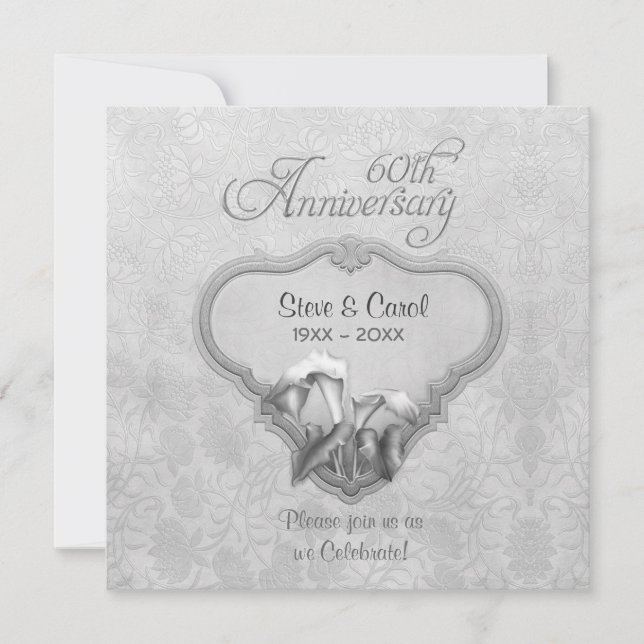 Silver Calla 60th Wedding Anniversary Invitation (Front)