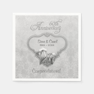 Silver Calla Lily 60th Anniversary - Customize Paper Napkins