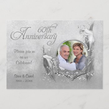 Silver Calla Lily 60th Wedding Anniversary Invitation by SpiceTree_Weddings at Zazzle