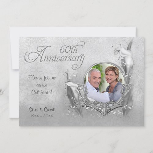 Silver Calla Lily 60th Wedding Anniversary Invitation
