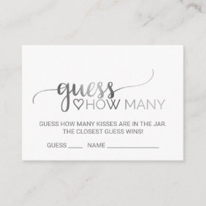 Silver Calligraphy Guess How Many Kisses Cards