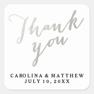 Silver Calligraphy | Wedding Thank You Sticker