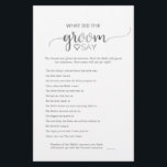 Silver Calligraphy What Did the Groom Say Game Flyer<br><div class="desc">This silver calligraphy What Did the Groom Say game is perfect for an elegant bridal shower. The silver sparkle design features chic typography and a luxurious metallic heart.

Please Note: This design does not feature real silver foil. It is a high quality graphic made to look like silver foil.</div>