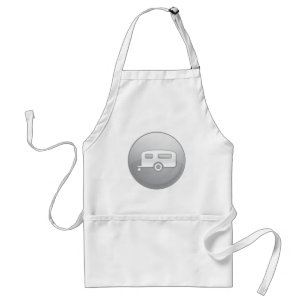 Silver Camper Trailer Icon Minimalist RV Adult Apron