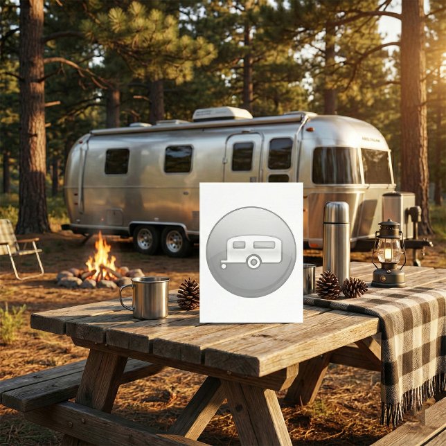Silver Camper Trailer Icon Minimalist RV Invitation (Creator Uploaded)