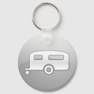 Silver Camper Trailer Icon Minimalist RV Keychain