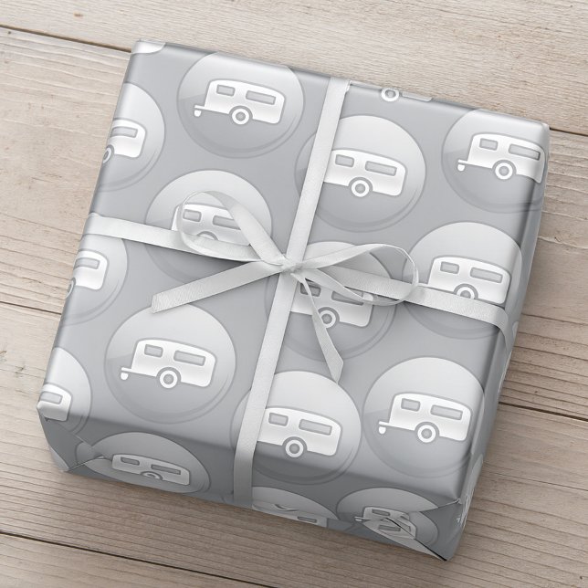 Silver Camper Trailer Icon Minimalist RV Wrapping Paper (Creator Uploaded)