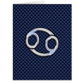 Silver Cancer Sign on Navy Blue Carbon Fiber Print (Front)