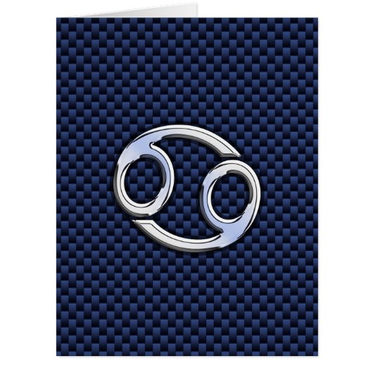Silver Cancer Sign on Navy Blue Carbon Fiber Print (Front)