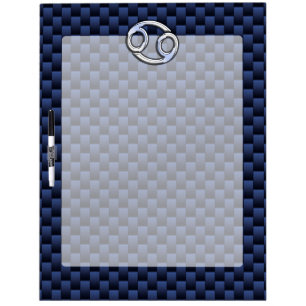 Silver Cancer Sign on Navy Blue Carbon Fiber Print Dry-Erase Board