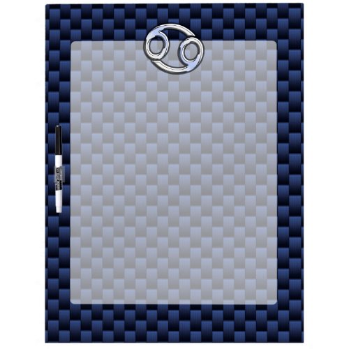 Silver Cancer Sign on Navy Blue Carbon Fiber Print Dry_Erase Board