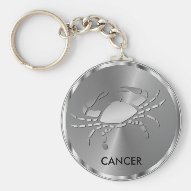 Silver Cancer ♋ the Crab - Zodiac Sign Keychain (Front)