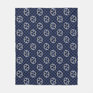 Silver Cancer Zodiac Symbol Navy Carbon Fiber Fleece Blanket