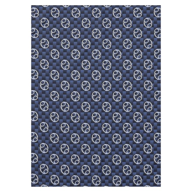Silver Cancer Zodiac Symbol Navy Carbon Fiber Tablecloth (Front)