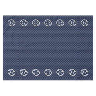 Silver Cancer Zodiac Symbol Navy Carbon Fiber Tablecloth