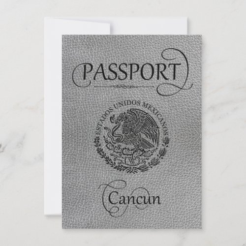 Silver Cancun Passport Save the Date Card