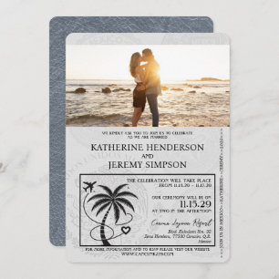Silver Cancun Passport Wedding Invitation