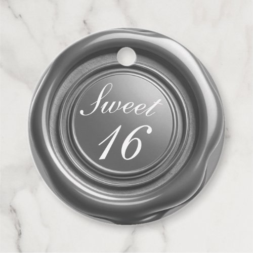 Silver Candle Wax Seal Drip Sweet 16 Wedding Favor Tags